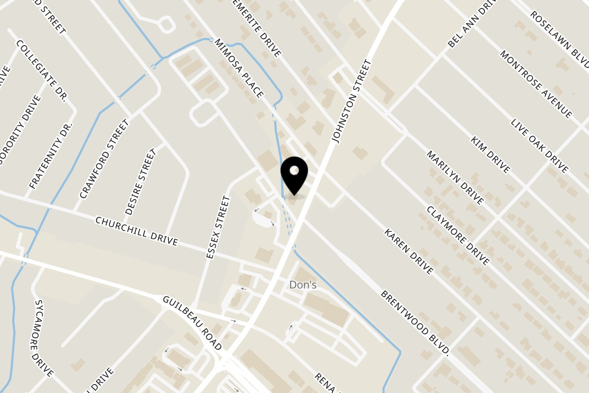 Map showing the location of Alesi Pizza House on 4110 Johnston St in Lafayette